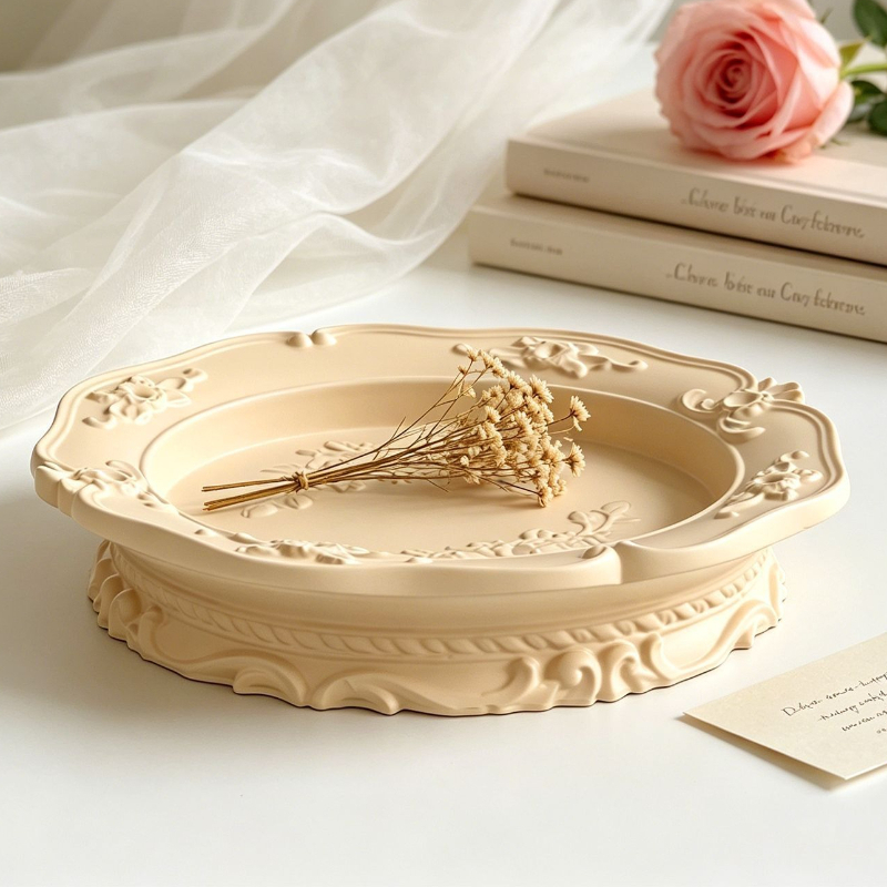 Soap Making Dish - Elegante Vintage Barock-Spitzen-Silikonform, Runde Ovale Relief-Form