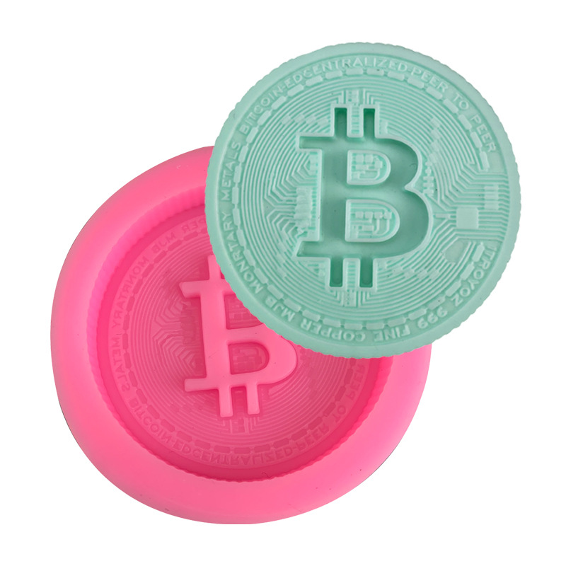 Soap Making Dish - 1/3 Stück Bitcoin-Logo Seifenform Silikon-Kuchenform Backzubehör