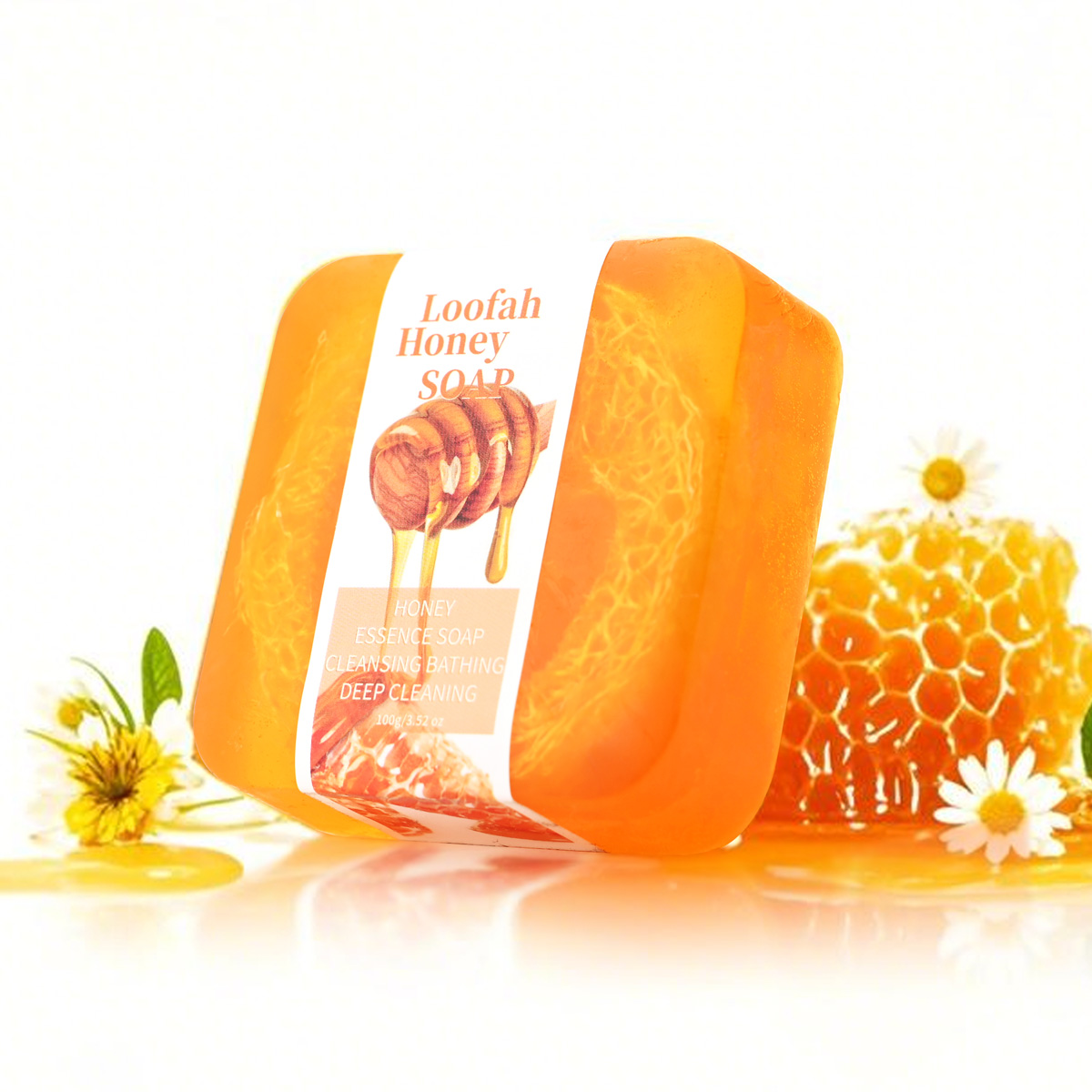 Soap Making Unit - S+100g Honig-Luffa-Seife, handgemachte Seife, Peeling-Badeschwamm-Seife, hautaufhellende