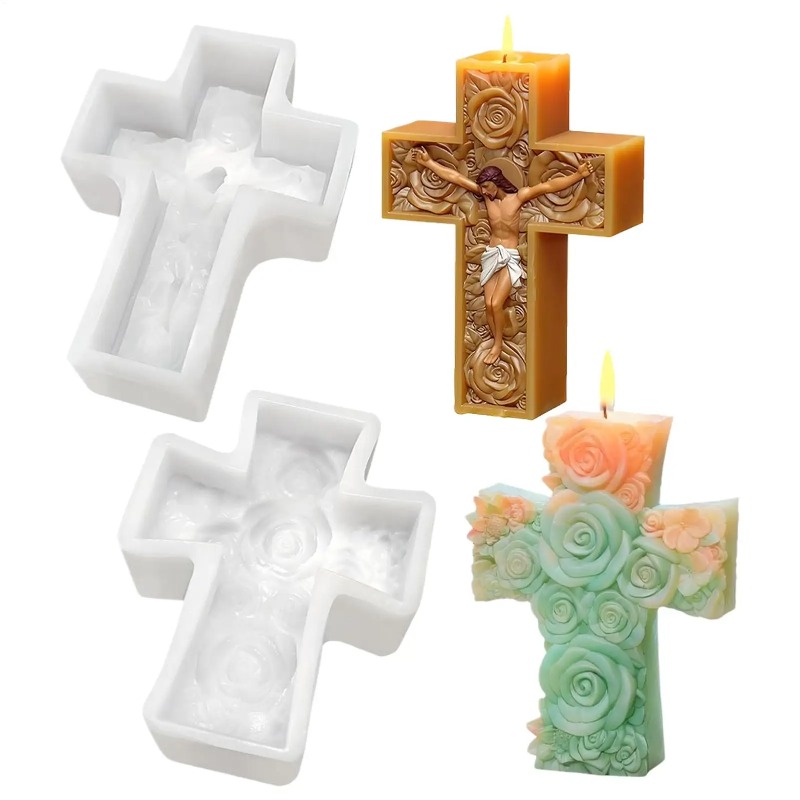 Soap Making For Beginners - Blume Kreuz Jesus Silikon Kerze Form