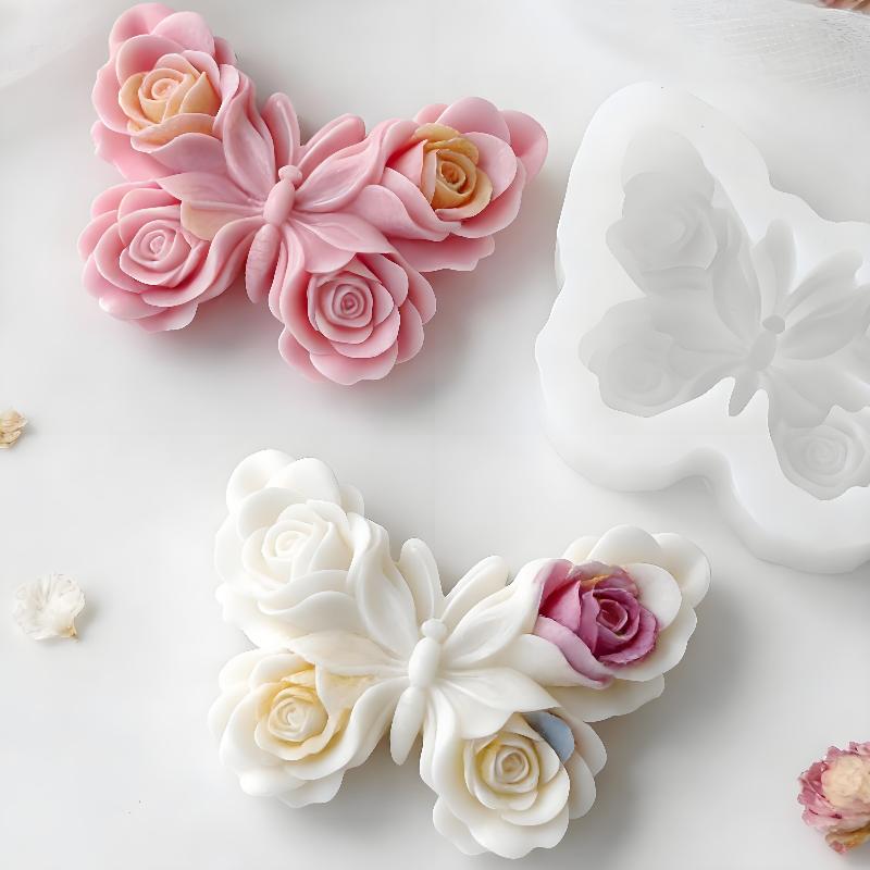 Soap Making Dish - DIY Rosen-Schmetterling Silikonform Handgemachte Aroma-Kerzen Gips