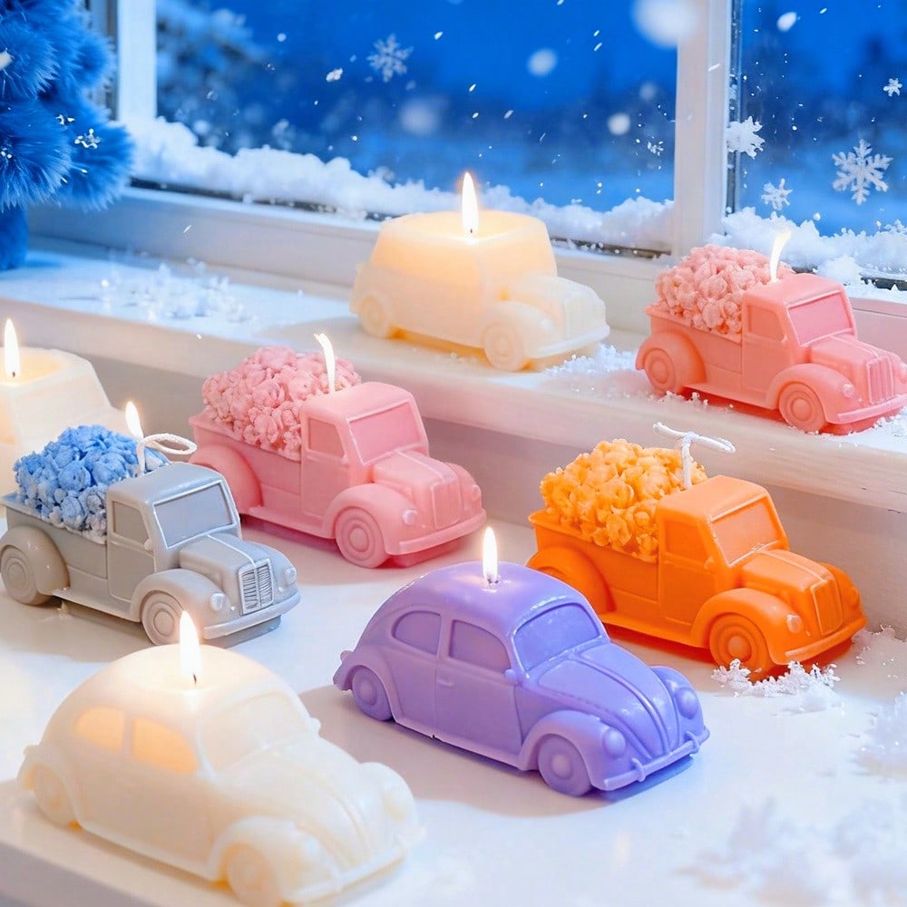 Soap Making For Beginners - Multifunktionale Auto-Silikonform für Kerzen, Rosen-Pickup-Auto-Form für