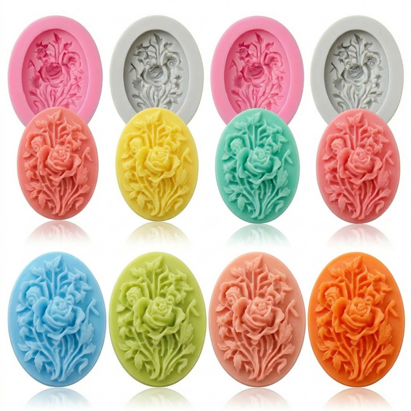 4 Silikonformen in Blumenform, – Soap Making Dish Bewertung und Preis