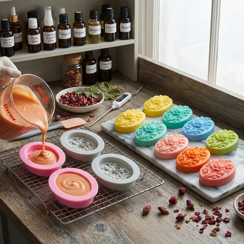 4 Silikonformen in Blumenform, – Soap Making Dish Bewertung und Preis