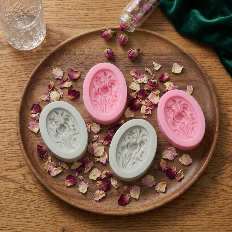 4 Silikonformen in Blumenform, – Soap Making Dish Bewertung und Preis